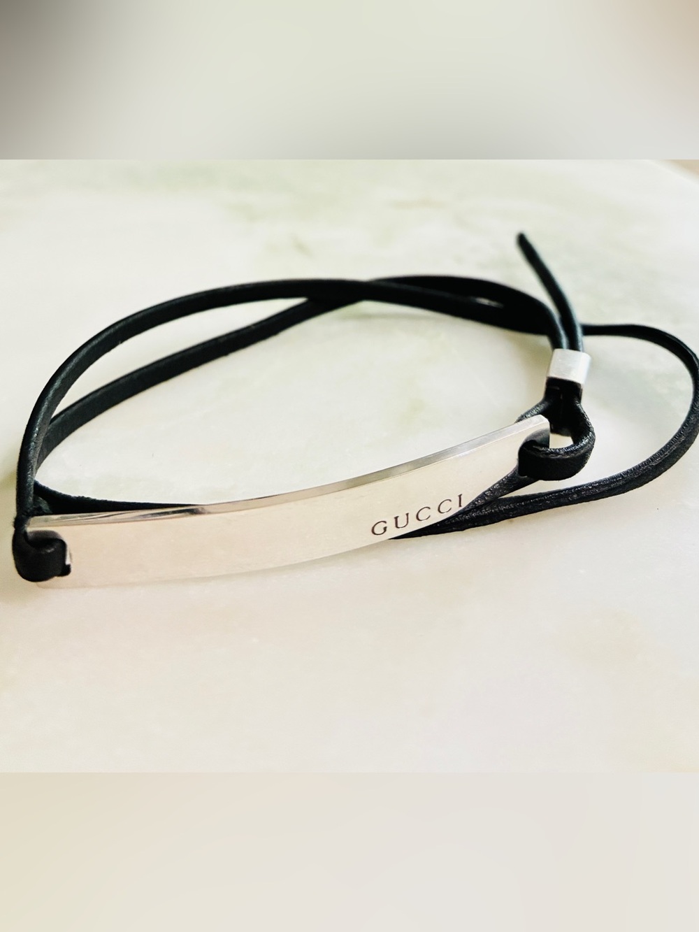 Gucci 925 Silver Leather Necklace / Bracelet